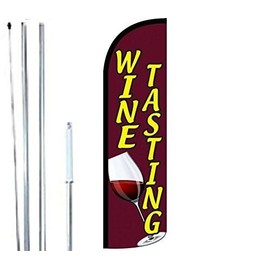 R and R Industries Wine Tasting Flag Pack of 1 | 3 ft by 11.5 ft Wine Tasting Flag for Business Outdoor | Feather Flag for Business | Outdoor Flag For Business (Complete Hybrid Pole Set)