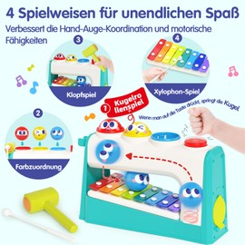 HOLA Montessori Toy from 1 Year Hammer Game Xylophone Children's Toy from 1-2 Years Baby Gift for 1 Year Boys and Girls Motor Skills Toy from 12 Months