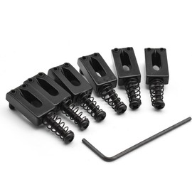 SoulDiM Guitar Bridge Saddle with Spring Screws Wrench Tremolo for Fender Strat Stratocaster Tele Telecaster Electric Guitar Replacement Parts Accessories 6Pcs Bridge Saddles (Black)