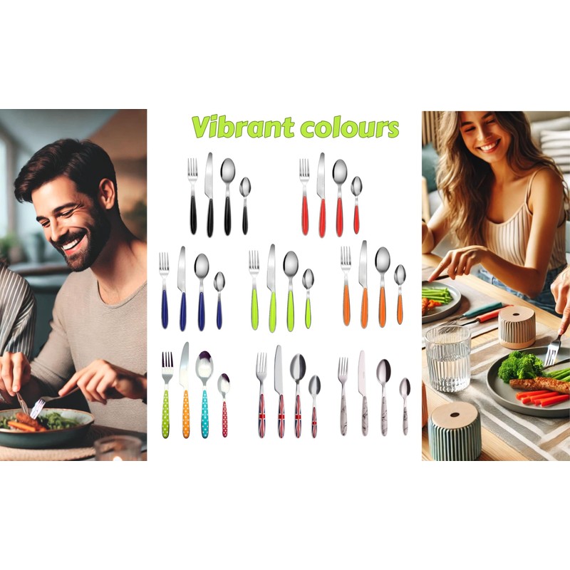 EXZACT Cutlery Set 16pcs Stainless Steel with Colour Handles -EX07