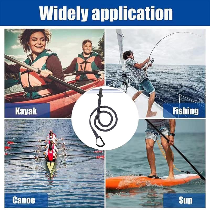 MOOCY Kayak Paddle Leash Kayak Rod Leash, 3-7 ft Stretchable