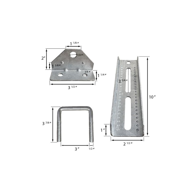 A.A 10" Galvanized Swivel Top Bunk Bracket Kit with Hardware