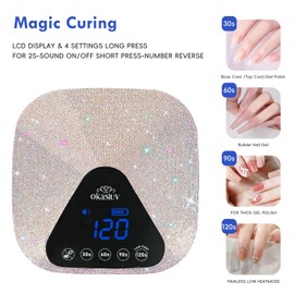 Okasiuv UV LED Nail Lamp with UV Gloves,Magnetic Metal Mirror Base Cordless Nail Dryer, Gel Polish Curing Light with 4 Timers,Touch Control Display,Auto Sensor for Professional Salon & Home