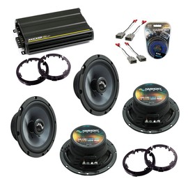 Harmony Audio -65 Compatible with Honda Civic 2006-2011 Car Stereo Rhythm Series 6.5" Replacement 300W Speakers, HA-A400.4 Alloy 4-Channel 800W Sub Amp and HA-AK10 Complete 10 Gauge 600W