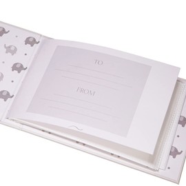 Happy Homewares Cute Baby Elephant Photo Album Grey with Silver Stars and Palm Leaves