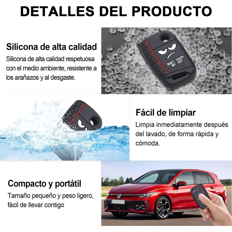 2 Pcs Funda Protectora para Llave de Auto, Negro, Silicona,