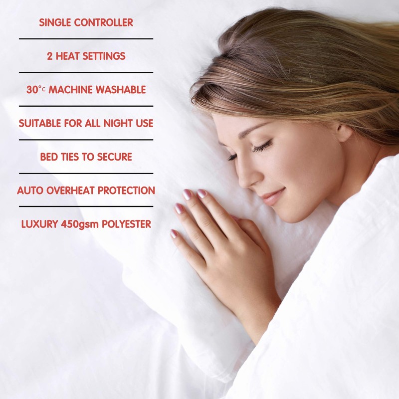 STAYWARM® Single Size Luxury Quality Electric Underblanket with Detachable Controller