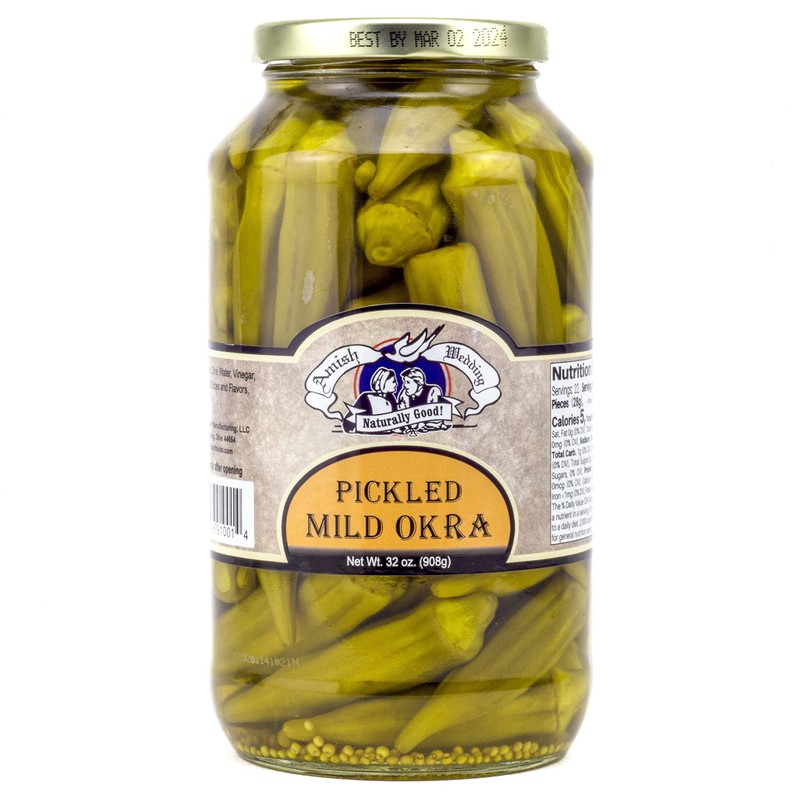 Amish Wedding Mild Pickled Okra 32 Ounces (Pack of 2)