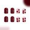 24Pcs Dark Red Press on Nails Short Square Fake Nails
