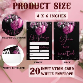 SIXEIGHT Let's Party Birthday Invitations, Leopard Print Balloons Invitations, 20 Fill-in Style Birthday Party Invitations with Envelopes for Girls Boys, Birthday Party Favor & Decoration (4"x6")-B18