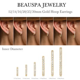 BEAUSPA Gold Hoop Earrings 14K Gold Hoop Earrings for Women 20mm