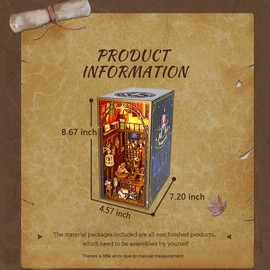 FLYIFE Mini Dollhouses DIY Miniature House Kit Coffee Shop Book Nook Tiny Wooden Dollhouse with Furniture and LED Lights Rolife Byanavrin The Best Gift for Children, M2311