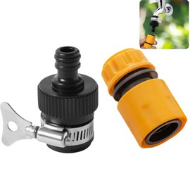 Universal Rubber Tap Connector (for 16 – 21 mm Taps) with Quick Release Hose Connector, Fits 1/2" - 5/8" Garden Hose, Watertight, Easy to Fit, Hozelock Compatible ，Perfect for Kitchen, Garden, Bath