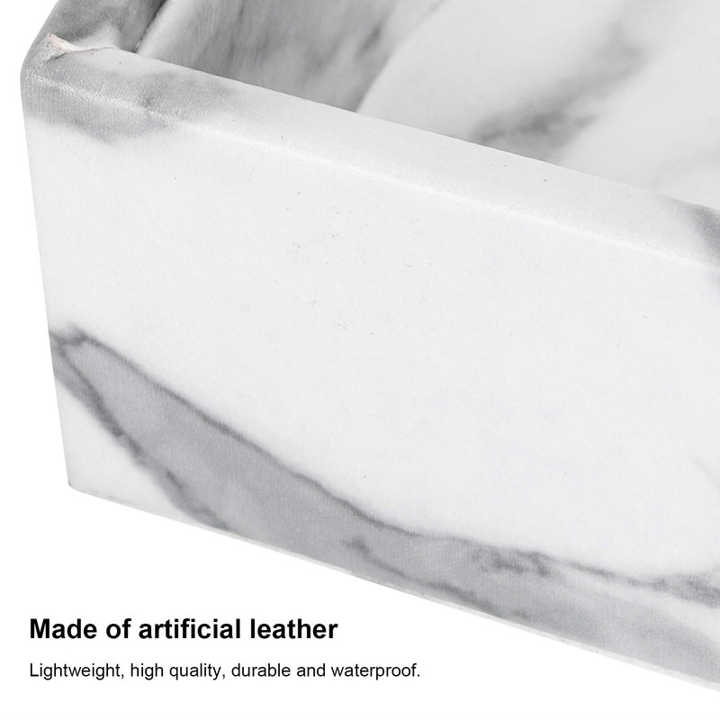 Marble Coasters for Drinks, 6PCS Square Marble White PU Leather