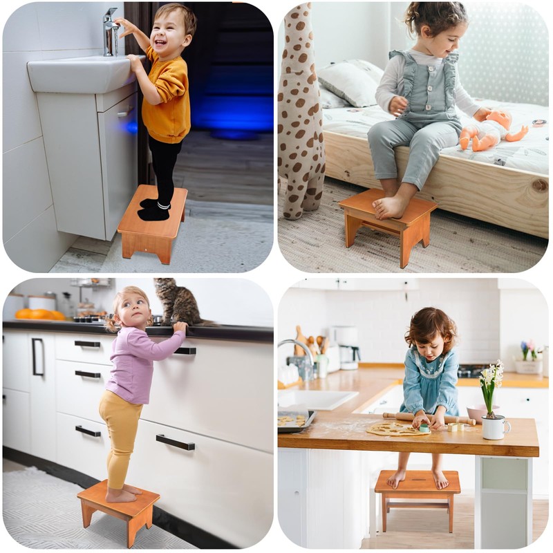 Wooden Step Stool for Adults,9.1''High One Step Stool for High