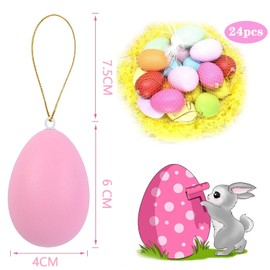 Collazoey Pack of 24 Easter eggs for hanging, colourful Easter eggs made of plastic, plastic eggs for hanging and decorating, plastic eggs for outdoor and indoor use, Easter decoration for Easter