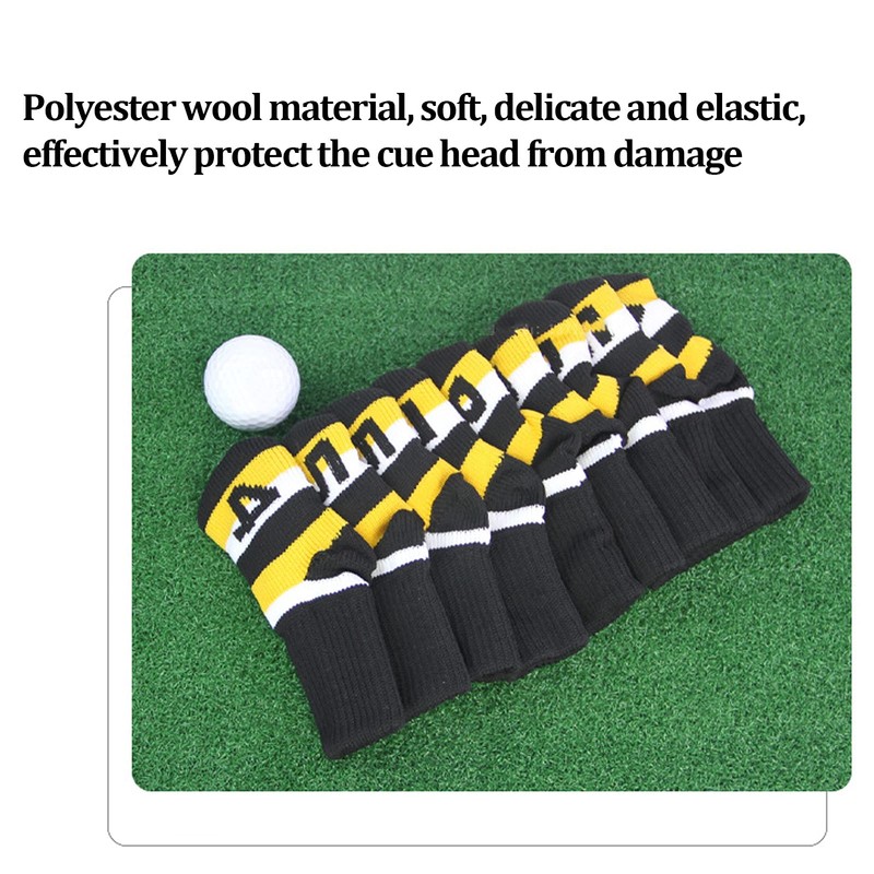 9pcs Iron Headcover, Portable Polyester Knitted Wool Iron Head Cover