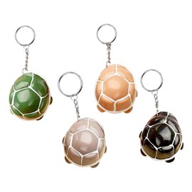 LIXIUHUI 4Pcs Tortoise Squeeze Keyring, Cute Animal Sensory Stress Relief and Anxiety Toy Pendant, Pop Head Squeeze Turtle Toy Gift for Kids Adults
