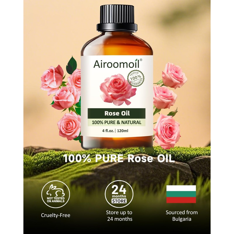 Airoomoil Pure Rose Essential Oil, 100% Pure Natural Rose Essential