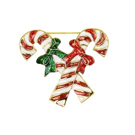 MEISH Christmas Brooch Pin Christmas Candy Cane Brooch Pin Rhinestone Crystal Enamel Christmas Jewelry Gift Christmas Party Decoration for Girls