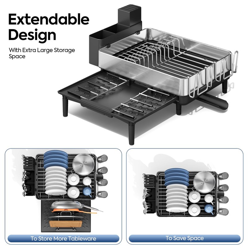 Urackify Dish Drying Rack for Kitchen Counter - Stainless Steel