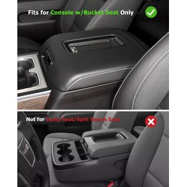 INTGET Center Console Armrest Cover for Chevy Silverado & GMC Sierra 2014 2015 2016 2017 2018,Leather Arm Rest Box Lid Protector(Red Stitches, Bucket Seat 2014-2018 Silverado/Sierra etc.)