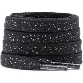 DELELE Print Flat Shoelaces for Sneakers: 47 inch Black White Athletic Shoe Laces 2 Pair