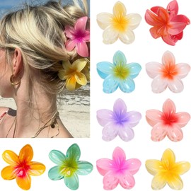 KUJAIS Pack of 10 Flower Hair Clips Large: Hair Clip Flower Women for Thick Thin Hair - Hawaiian Non-Slip Hair Clips Flower Hair Styling Accessories for Women Girls