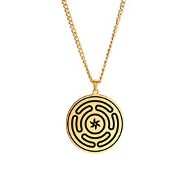 EUEAVAN Hekate Necklace for Men Wheel of Hecate Pendant Viking Triple Goddess Wheel Amulet Pagan Wiccan Jewellery Gifts Women, Stainless Steel, No Gemstone