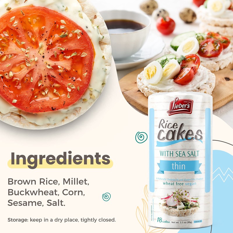 LIEBERS Rice Cakes, Kosher Certified Snack, Dairy Free, Wheat Free,