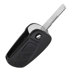 OTOTEC 3 Buttons Folding Remote Key Shell Fob with Uncut Key Blank Compatible with KA Remote Control Key Case Replacement Accessories Black