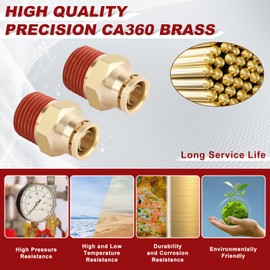 Boeray 1/2" Quick Push to Connect Fittings Brass Union Straight Joint DOT Approved 1/2" Tube OD x 1/2" NPT Thread Air Line Adapter Air Suspension Kit for Truck Trailers and Air Brake System 4pcs