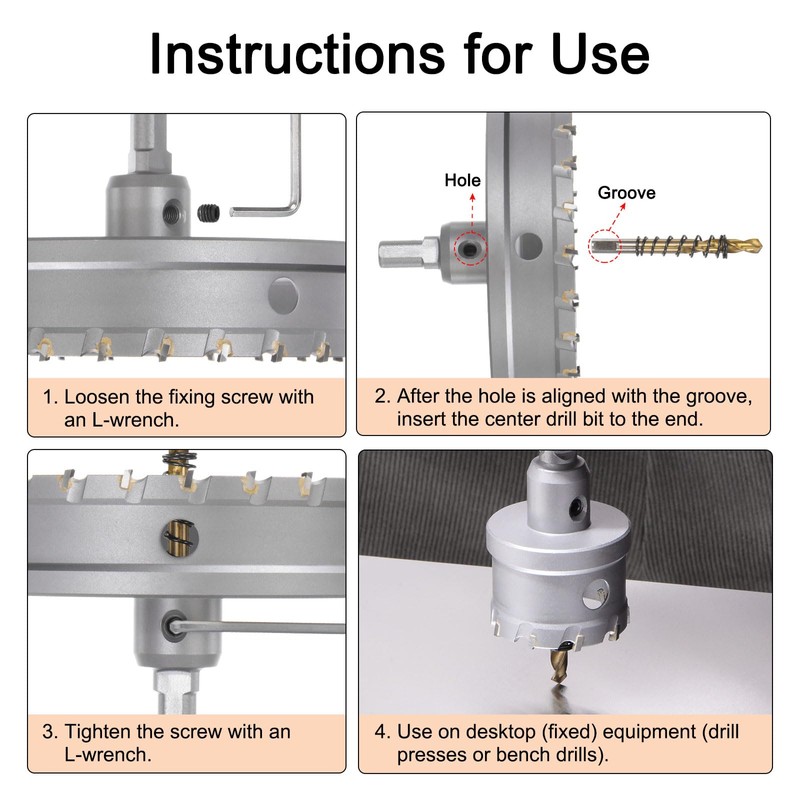 HARFINGTON Carbide Hole Saw Kit 124mm (4-7/8") Metal Hole Cutter