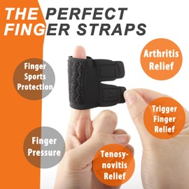 KiiMos 2PCS Finger Splint Finger Buddy Finger Wraps Finger Tapes, Finger Support Mallet Finger Brace for Arthritis Pain Sport Injuries Finger Splints for Trigger Finger, Black Two-Finger-L