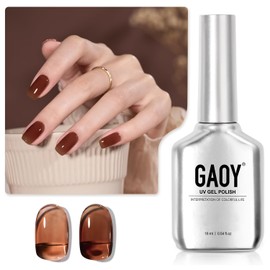 GAOY Jelly Nude Gel Nail Polish, 16ml Sheer Dark Brown Translucent Soak Off Gel Polish, UV Light Cure for Nail Art DIY, 1628 Hot Cocoa