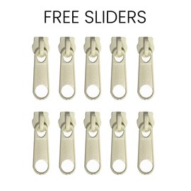 10m Roll 3# Endless Nylon Zippers Craft Bags Action Tent with 10 Free Sliders Metal Zippers for Sewing (103, 3#)