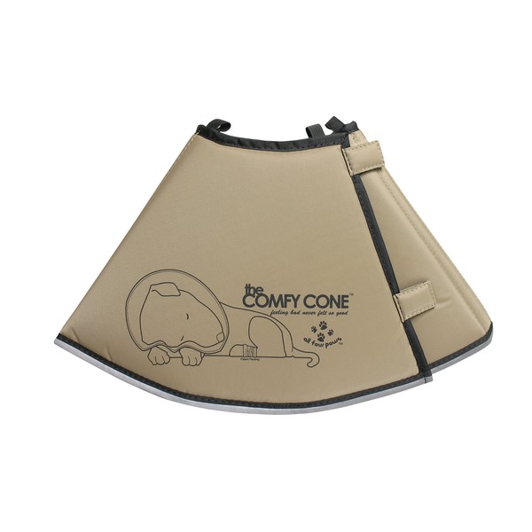 All Four Paws Comfy Cone Pet Cone for Dogs, Cats, Large, Tan - Comfortable Soft Dog Cone Collar Alternative for After Surgery, Wound Care, Spay, Neuter - Dog and Cat Recovery Collar