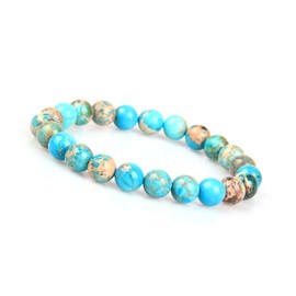 GD GOOD.designs EST. 2015 ® Chakra pearl bracelet (8 mm Jasper natural stones), jade bracelet for men and women, turquoise