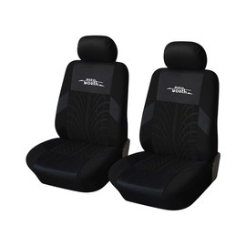 Car Seat Cover for 2/5 Seats Universal, Fabric Car Front & Rear Seat Protector, with Tire Track Details, Suitable for Most Auto Truck Van SUV, Airbag Compatible, Car Interior Accessories:_BLACK - Front