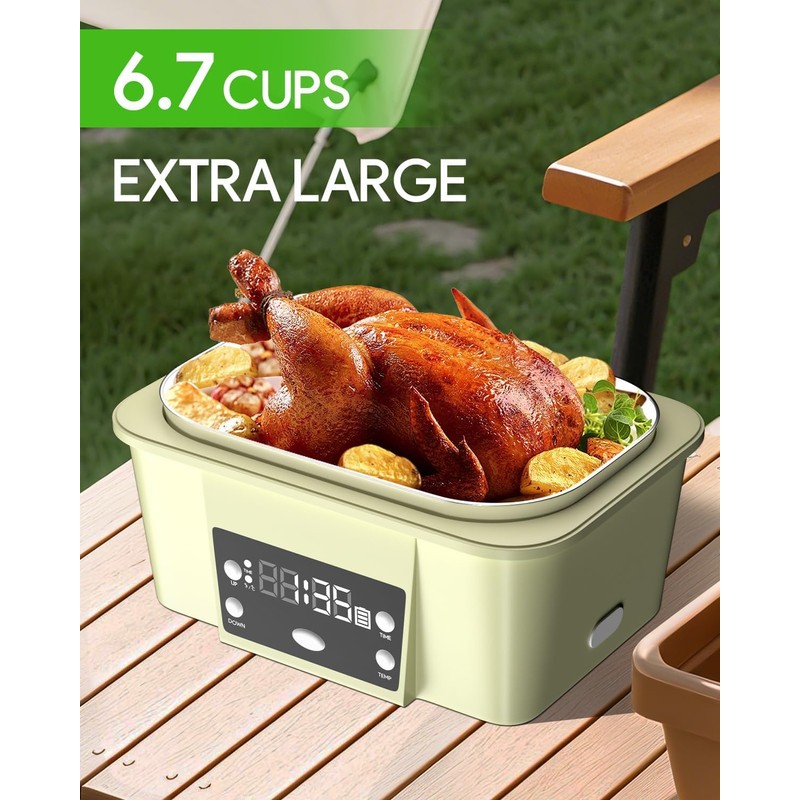 Cordless Electric Lunch Box, 6.7 Cups Smart Timer Auto Heated