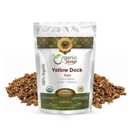 Organic Way Yellow Dock Root Cut & Sifted (Rumex crispus) Herbal Tea - European Wild-Harvest | Organic & Kosher Certified | Vegan, Non GMO & Gluten Free | USDA Certified | Origin - Albania (16 Oz)