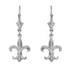 Fleur-de-Lis Dangle Earrings 925 Sterling Silver