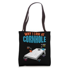 Why I Lose At Cornhole Board Sand Bag Toss Funny Cornhole Tote Bag