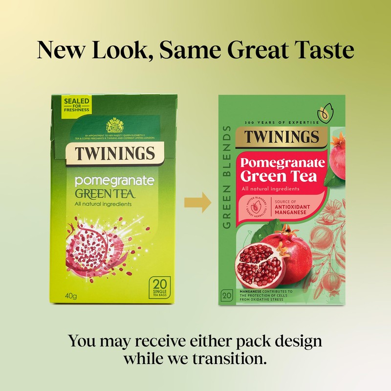 Twinings Green Tea & Pomegranate 80 Tea Bags (Multipack of