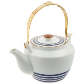 Saikai Pottery Yoshida Ware Sosensei Pottery Pottery Pot No. 4, Approx. 22.9 fl oz (650 ml), Super Stainless Steel Tea Strainer, Metal Strings Dark Line, Made in Japan