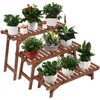 Ufine Freestanding 3 Tier Ladder Shelf Wood Plant Stand Indoor