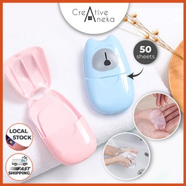 [LOCAL STOCK]Disposable Paper Soap Outdoor Travel Soap Paper Washing Hand Portable Mini Paper Soap Clean Bath - 20/50pcs