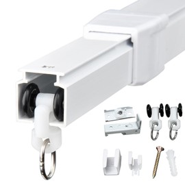 37-211in Retractable Wall or Ceiling Mount Curtain Track System for Track Curtains, Telescopic Ceiling Curtain Rail Track Set as Room Divider Curtain Rod,Adjustable Sliding Curtain Track Ceiling Mount