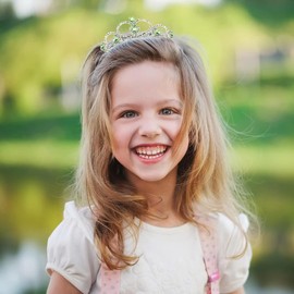 Lovelyshop Green Gems Rhinestone Tiara, for Little Kid Big Kid Girl Prom Birthday Prinecess Party