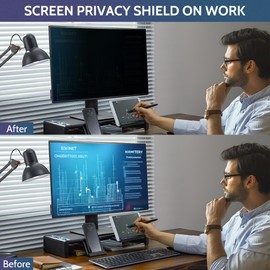 Twugs Computer Privacy Screen 24 Inch, Display Privacy Shield for 16: 9 Aspect Ratio, Monitor Anti-Glare & Privacy Filters, Anti-Blue Light, Removable